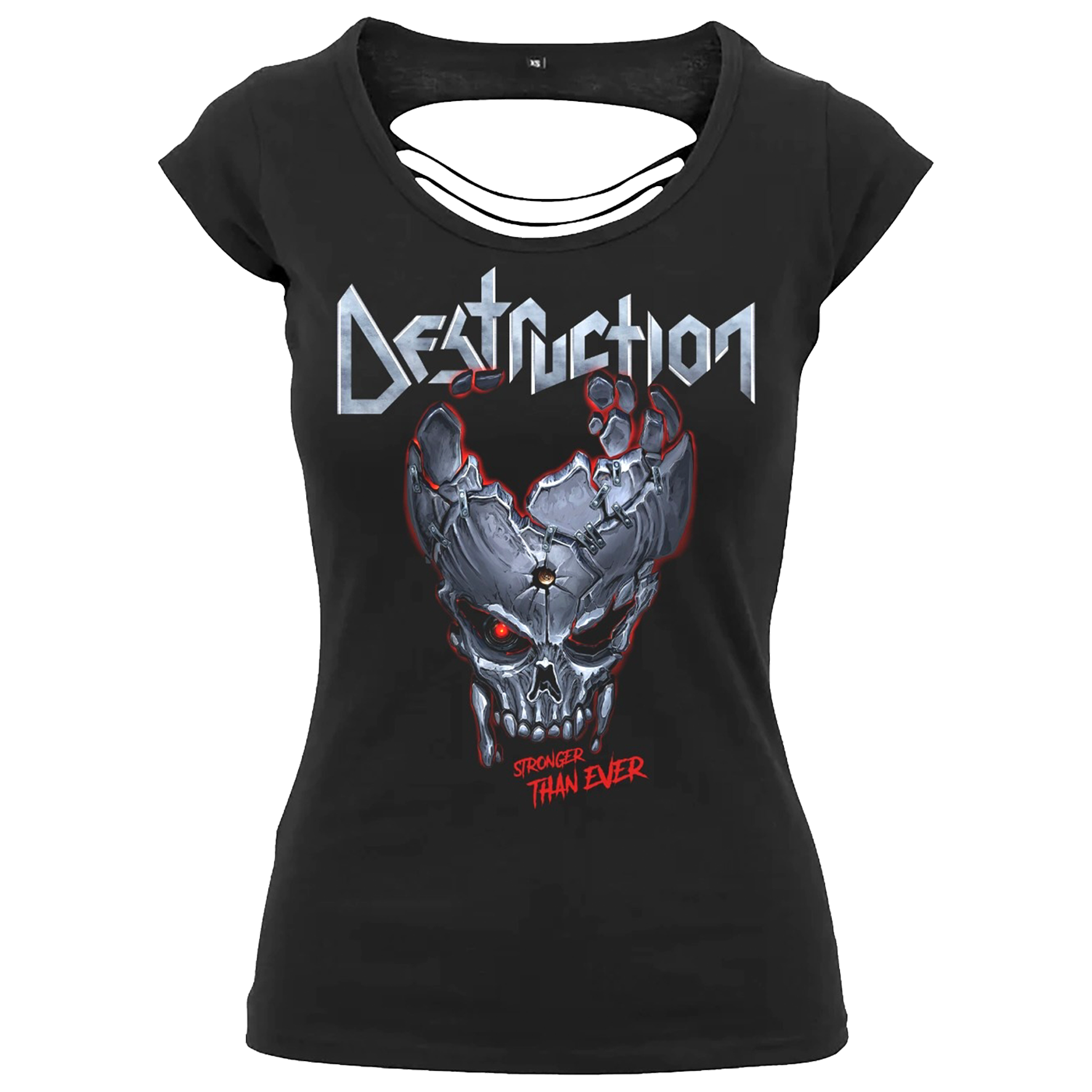 Girlie Shirt Skull - Stronger than Ever - with back cut