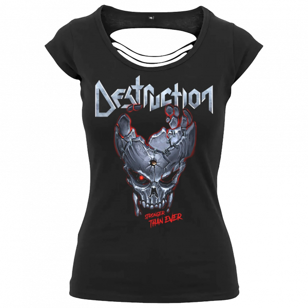 Girlie Shirt Skull - Stronger than Ever - with back cut